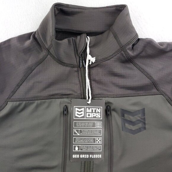 MTN OPS Geo Grid Fleece 1/4 Zip 205gsm Pullover Stretch Men's Large NWT - Picture 10 of 13
